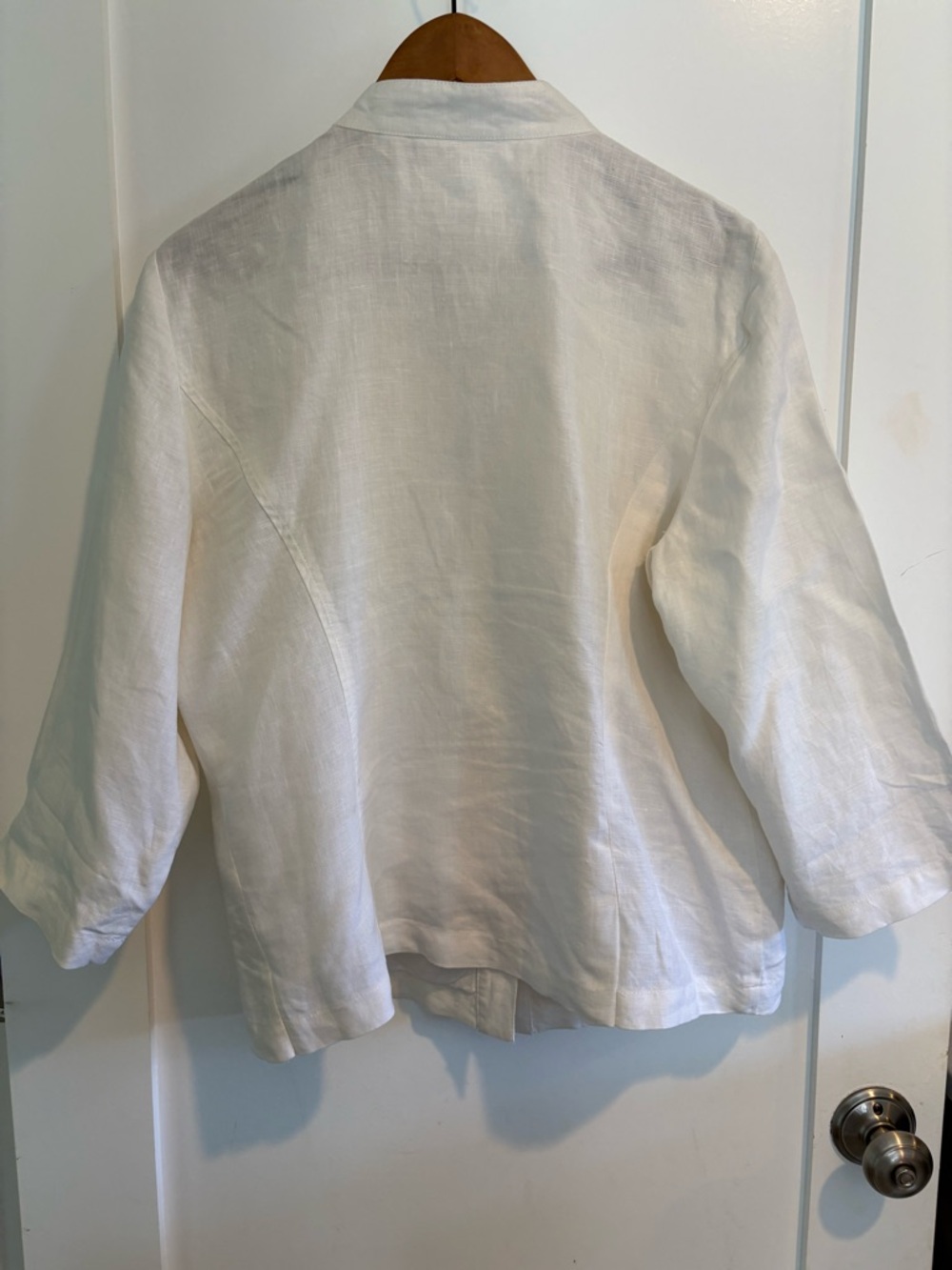 Chico’s Ivory Linen Beaded Blazer Coastal Grandma Boho Jacket Size 2 (L) - Picture 4 of 9